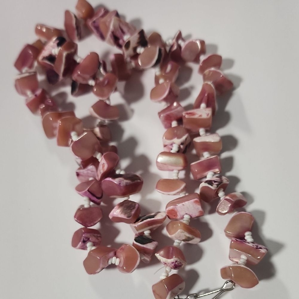Pink Shell Chip Beaded Necklace